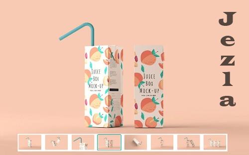 Juice Packet Carton Box Mockup - 7231315