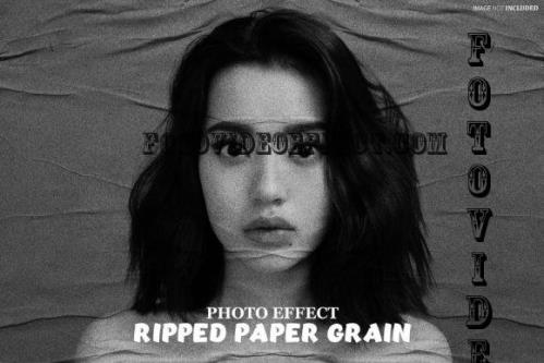 Ripped Paper Grain Photo Effect Psd