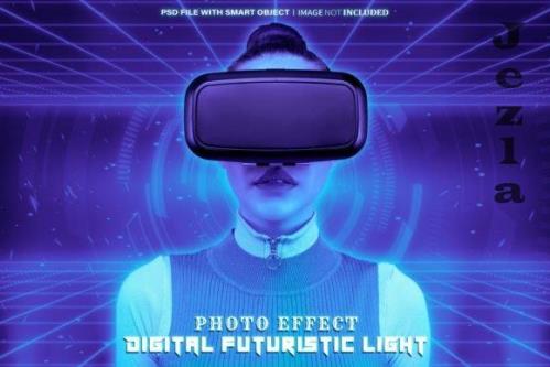 Digital Futuristic Light Photo Effect