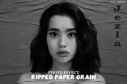 Ripped Paper Grain Photo Effect Psd
