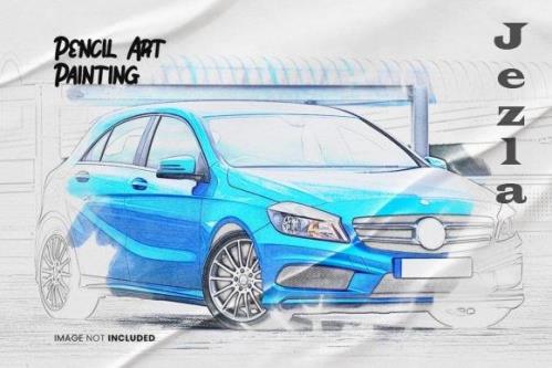 Pencil Art Painting Photo Effect Psd