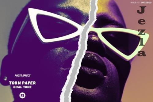 Torn Paper Dual Tone Photo Effect Psd