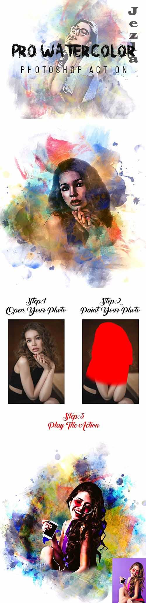 Pro Watercolor Effect Photoshop Action - 36944552