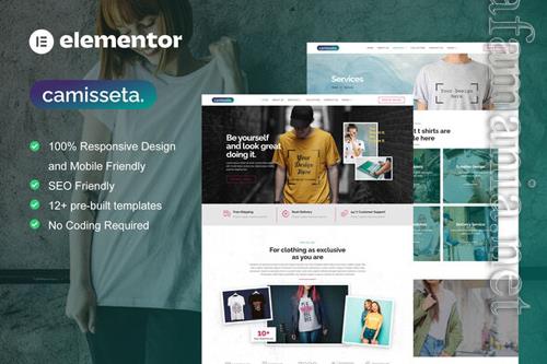 Themeforest Camisetta - T Shirt Design & Printing Service Elementor Pro Template Kit 
