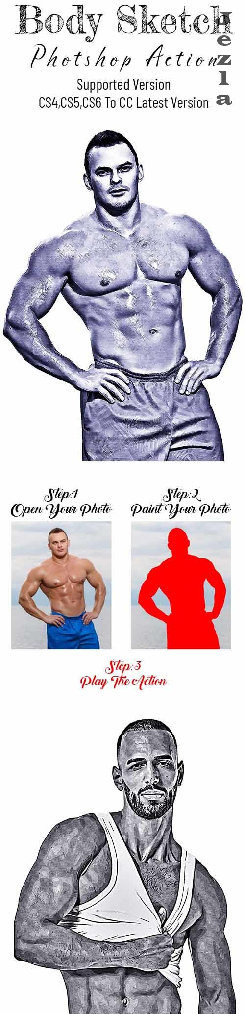 Body Sketch Photoshop Action - 37001096