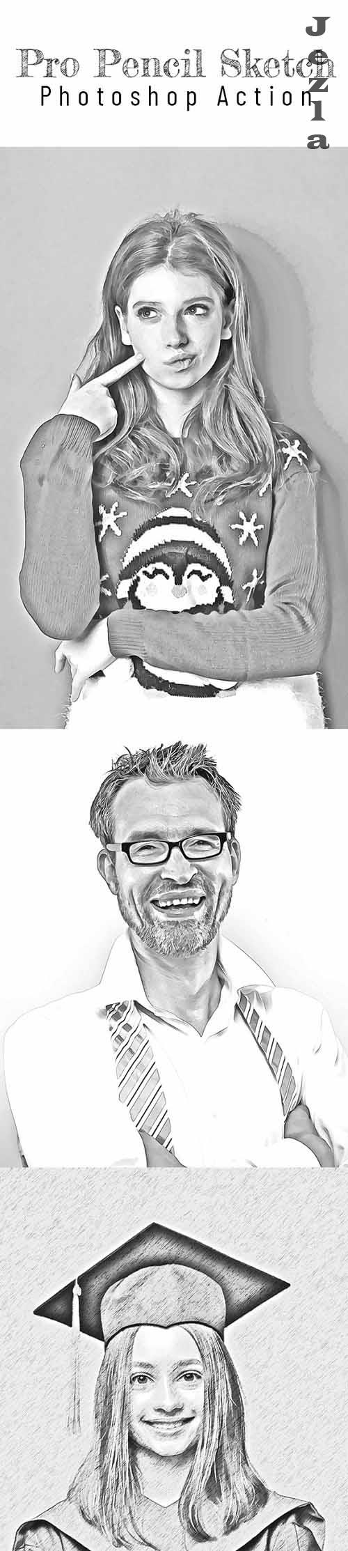 Pro Pencil Sketch Photoshop Action - 37022300 Pro Pencil Sketch Photoshop Action - 37022300