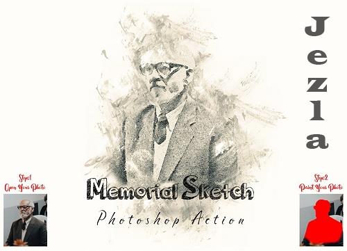 Memorial Sketch Photoshop action - 7242029