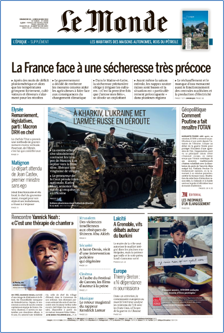 Le Monde du Dimanche 8 et Lundi 9 Mai 2022