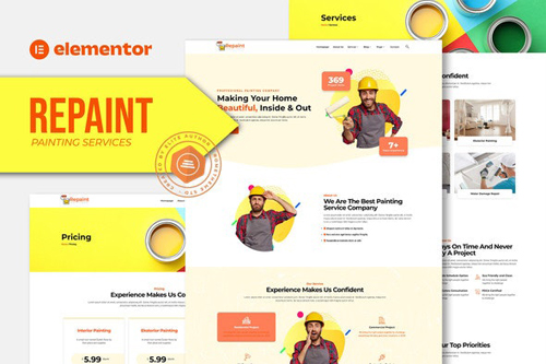 ThemeForest - Repaint - Painting Company Service Elementor Template Kit 38018130