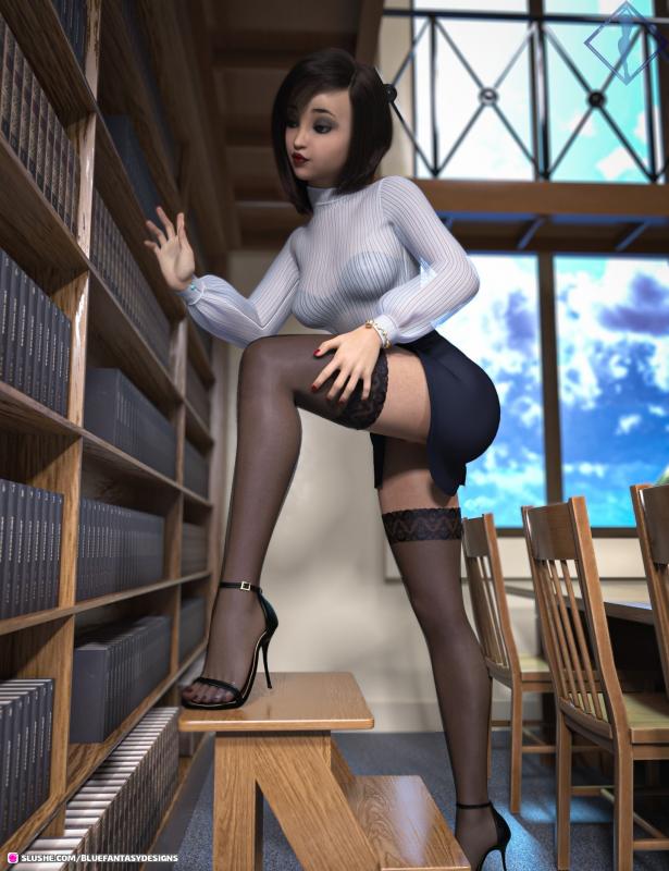 BlueFantasyDesigns - Lauren the Librarian 3D Porn Comic