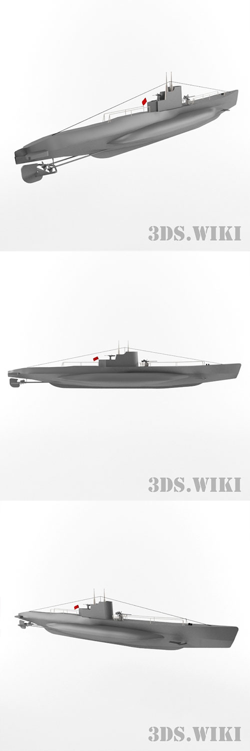 Submarine Shch-216 Pike 3D Model