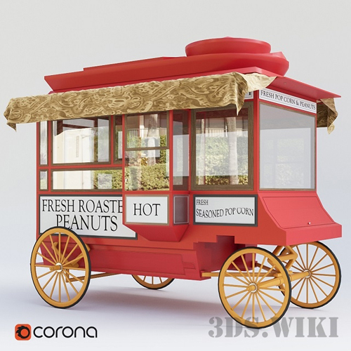 Popcorn wagon - 1903 Cretors Model C 3D Model