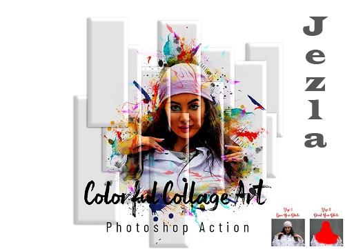 Colorful Collage Art PS Action - 7254879