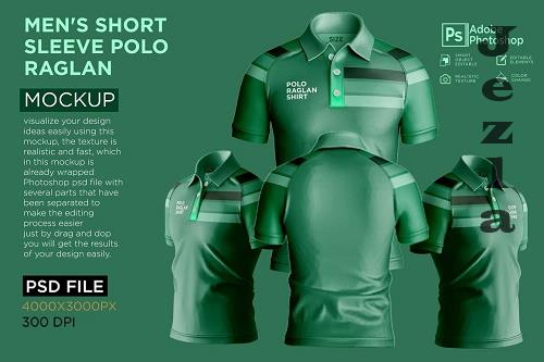 Men's Polo T-Shirt Raglan Mockup - 7219705