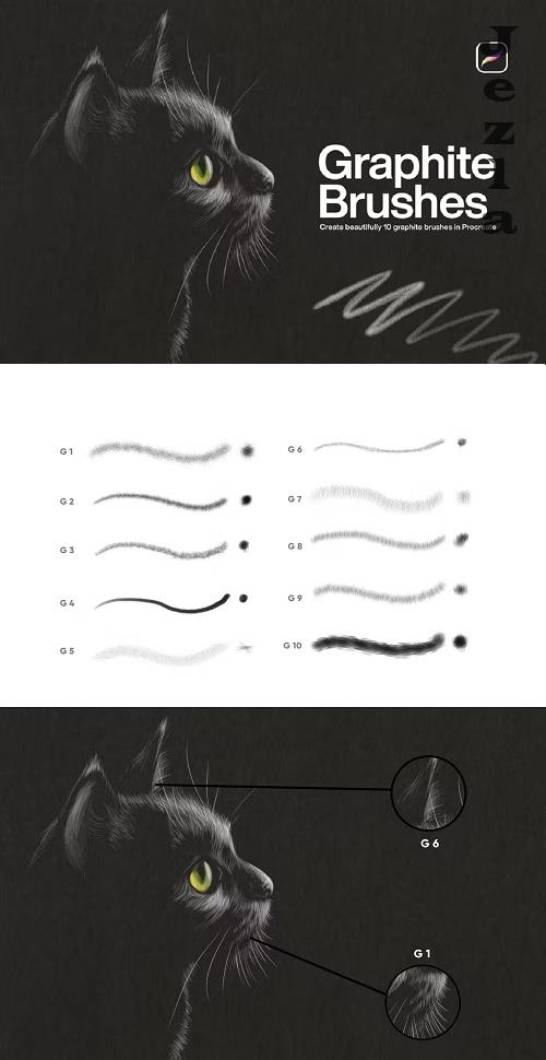 10 Graphite Brushes Procreate