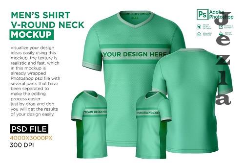 T-Shirt Round V-Neck Mockup - 7250116