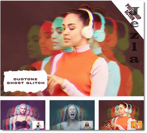 Duotone Ghost Glitch Photoshop Action