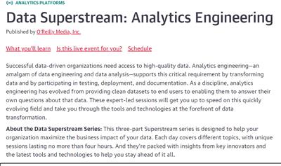 Data Superstream Analytics Engineering - O'Reilly Media