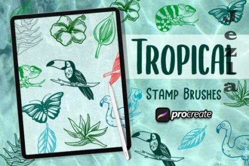 Tropical Element Brush Stamp
