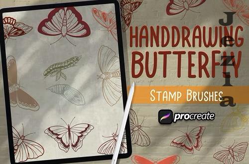 Hand Drawing Butterfly Brush Stamp
