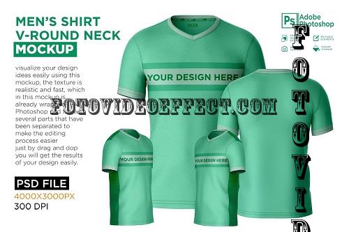 T-Shirt Round V-Neck Mockup - 7250116