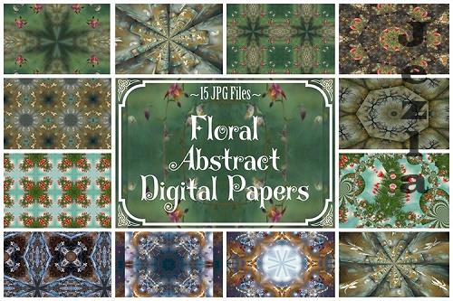 Floral Abstract Digital Papers, Digital Papers, Backgrounds - 1839824