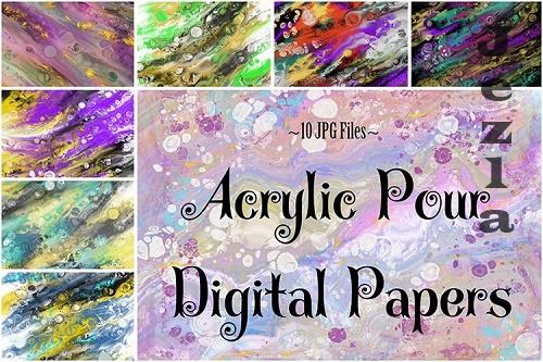 Acrylic Pour, Scrapbook Digital Paper, Fine Art Textures - 1839738