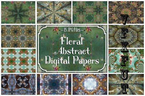 Floral Abstract Digital Papers, Digital Papers, Backgrounds - 1839824