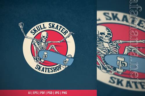 Vintage Skateboard Skull Logo