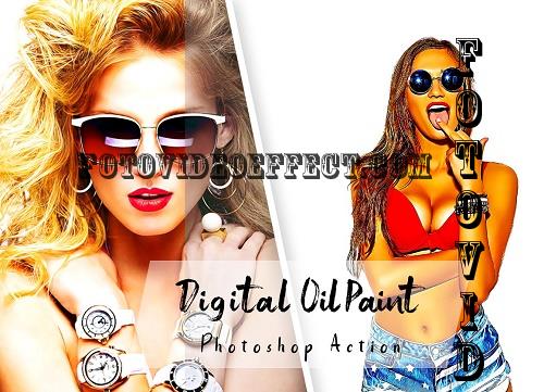 Digital Oil Paint Photoshop Action - 7268683