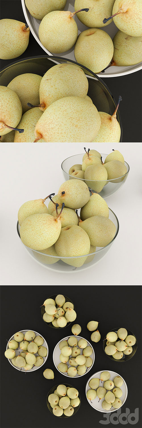 HD Realistic Japanese Pears 3D Model