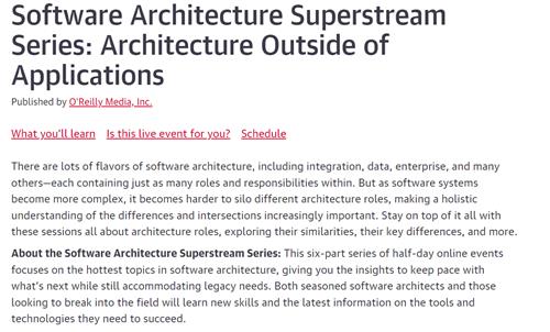 Software Architecture Superstream Series Architecture Outside of Applications