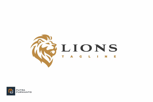 Lion Head Silhouette Logo Design