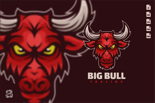 Big Bull Head Character Mascot Logo