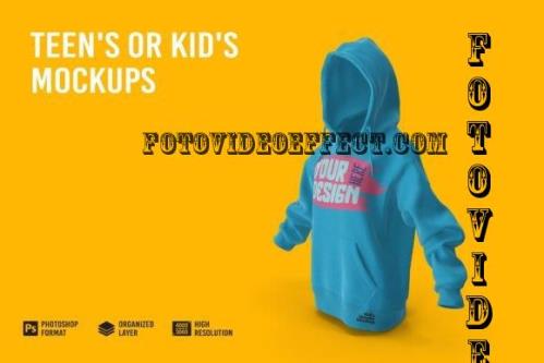 Teen's or Kid's Hoodies Mockup - 7150691