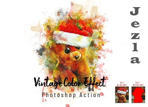 Vintage Color Effect PS Action - 7291193