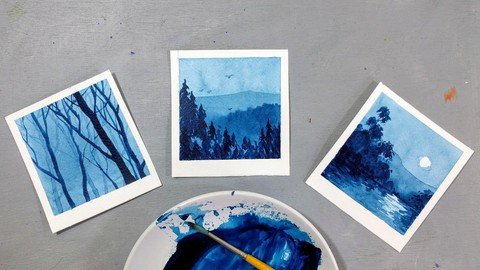 Simple Watercolours Painting Monochromatic Landscapes