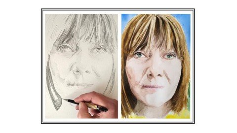 Draw And Paint A Watercolor Portrait Painting For Beginners