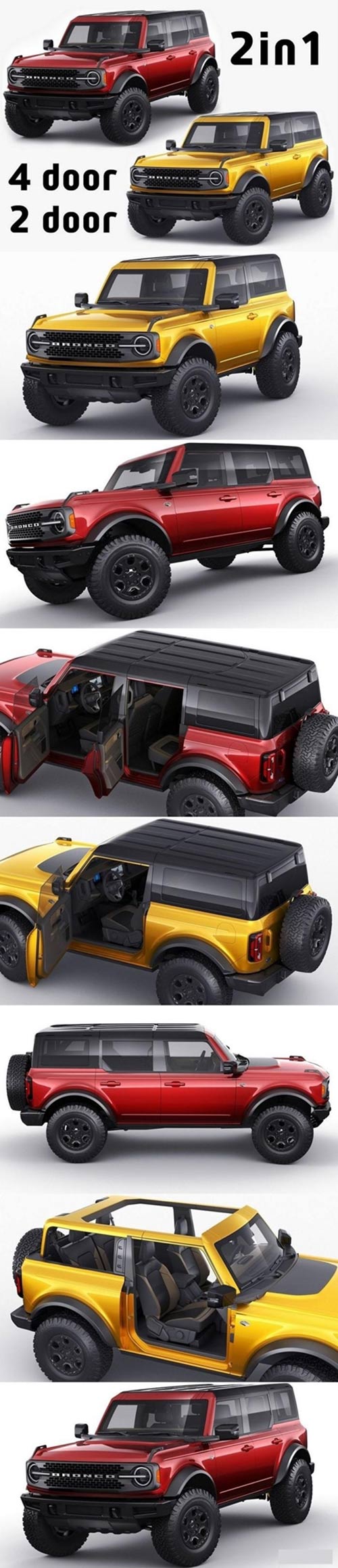 Ford Bronco 2021 4-door and 2-door 3D Model
