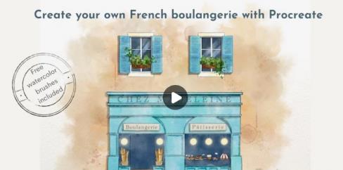 Paint your French boulangerie with Procreate, watercolor style