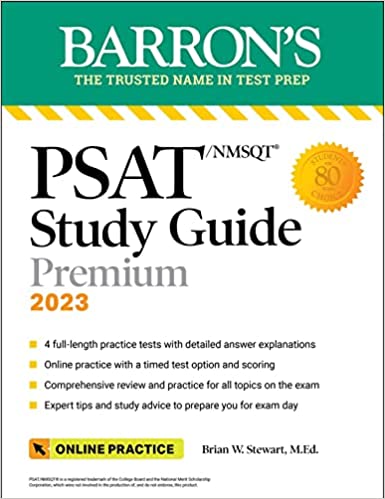 PSATNMSQT Study Guide, 2023 4 Practice Tests + Comprehensive Review + Online Practice (Barron's Test Prep)