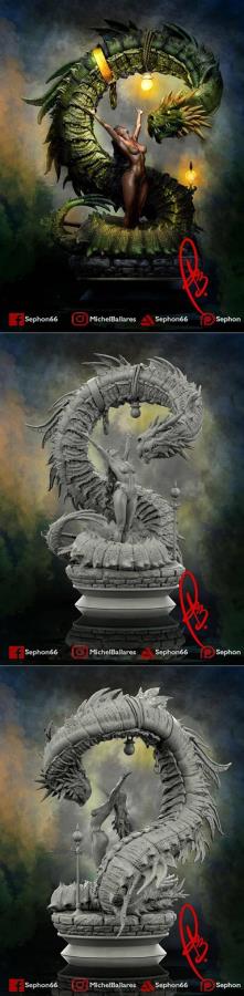 The Girl And The Dragon 3D Print Model 