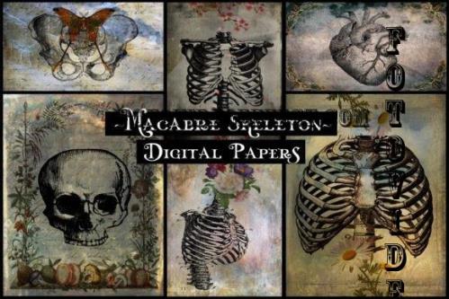 Macabre Skeleton Digital Papers