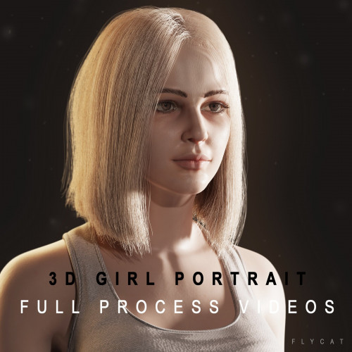 Blender - 3D Girl Portrait - Full process videos & 3D asset