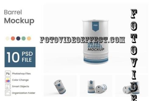 Metal Barrel Mockup - 10 PSD