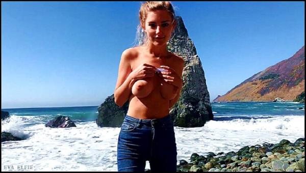 Russian Teen Girl Swallows Hot Cum on Californian Public Beach - Eva Elfie [ModelHub] (FullHD 1080p)
