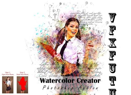 Watercolor Creator Photoshop Action - 7336076