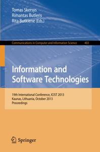 Information and Software Technologies 19th International Conference, ICIST 2013, Kaunas, Lithuania, October 2013. Proceedings