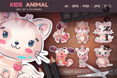 Kids Animal Sticker Bundle | Cartoon - 7328995