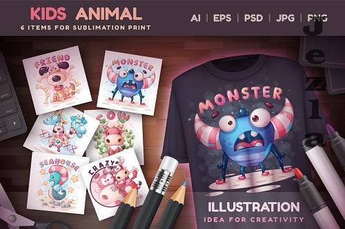 Bundle Sublimation Kids Animals - 7335237
